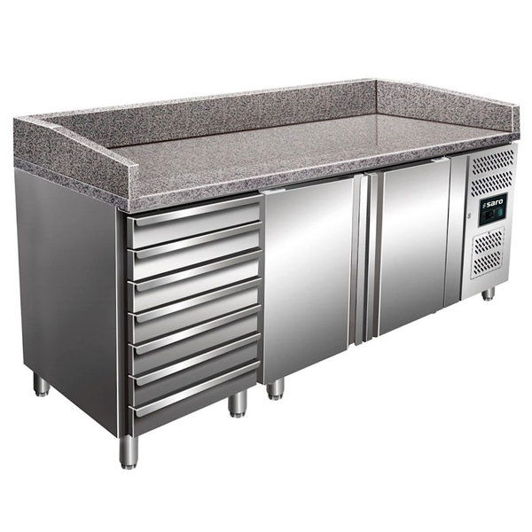 Pizzawerkbank | 428L | 2 Deuren + 7 Deegladen (EN600x400) | +2°C/+8°C | Geforceerd | 0.35kW | 2025x800x920/1040(h)mm