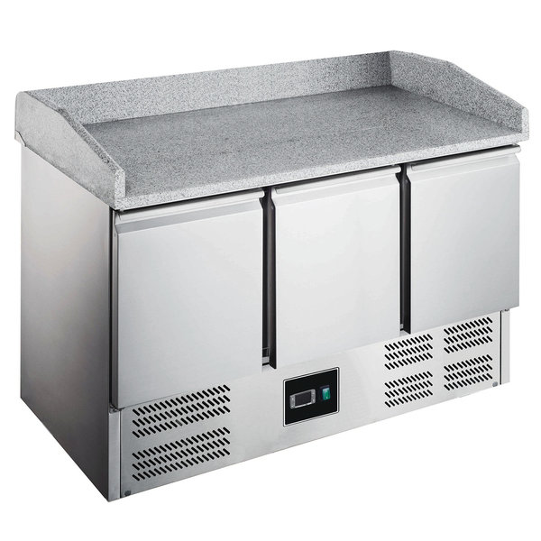 Pizzawerkbank | 368L | 3 Deuren (1/1 GN) | +2°C/+8°C | Geventileerd | 0.28kW | Wielen (Geremd) | 1400x700x866/1016(h)mm