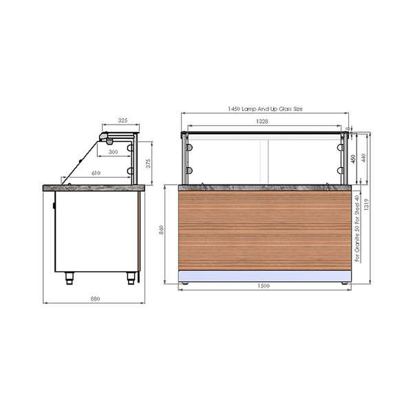 Warmhoudtoonbank | SERIE BM | +30°C/+90°C | Bain-Marie | 3kW | 4x 1/1 GN | Reserve | 1500x880x1150(h)mm