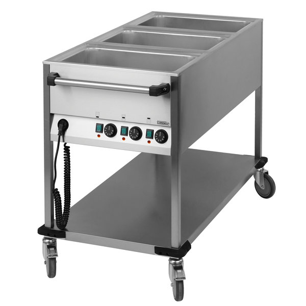 Bain Marie RVS Trolley | 1.25kW | 3x 1/1 GN | Aftapkraan | 1250x700x900(h)mm