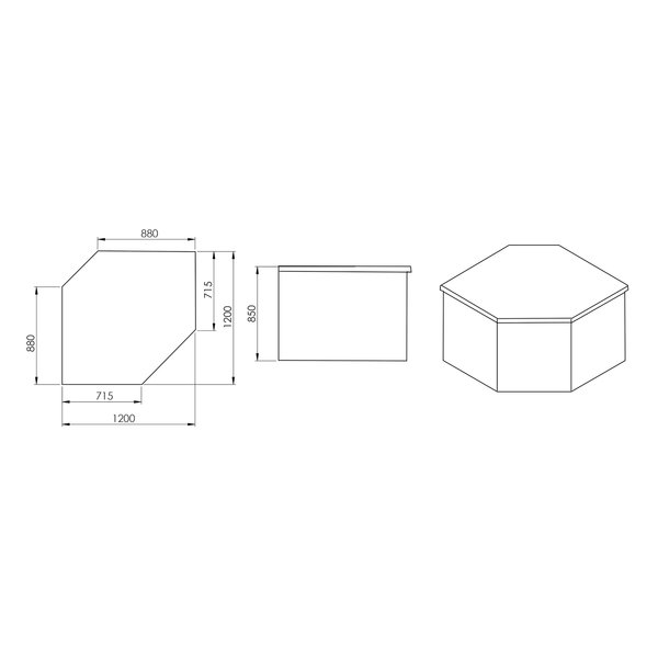 Neutraal Hoekelement | Mastro Toonbanken SERIE BM/BMC/SL | 1200x1200x850(h)mm