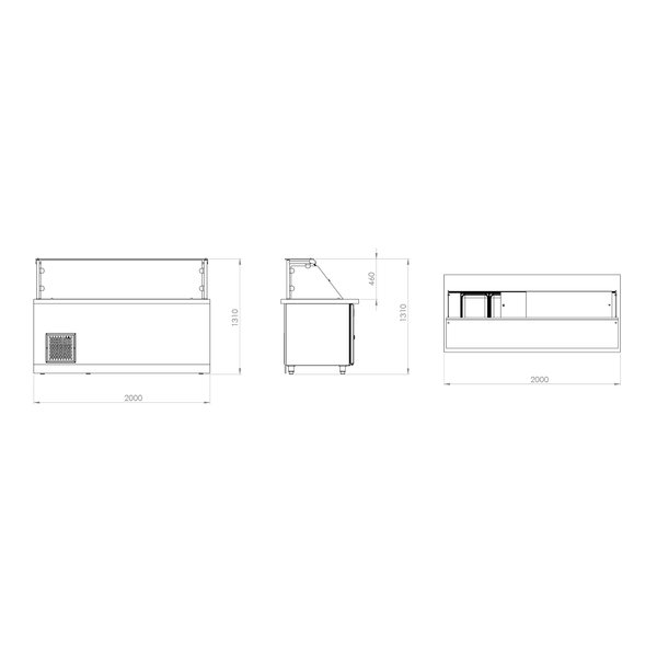 Saladette | SERIE SL | 4 Deuren + 5x 1/1 GN | 0°C/+10°C | Geventileerd | 0.51kW | 2000x880x1150(h)mm