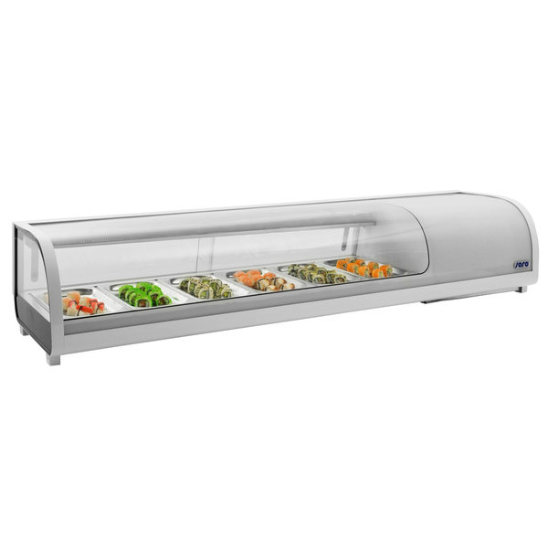 Sushivitrine | Wit | 62L | 0°C/+12°C | Statisch | 0.14kW | 6x 1/3 GN | Compressor Rechts | 1529x426x296(h)mm