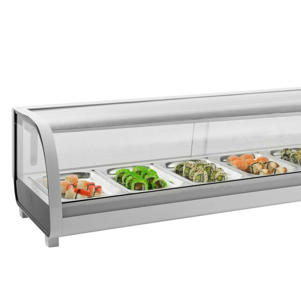 Sushivitrine | Wit | 62L | 0°C/+12°C | Statisch | 0.14kW | 6x 1/3 GN | Compressor Rechts | 1529x426x296(h)mm