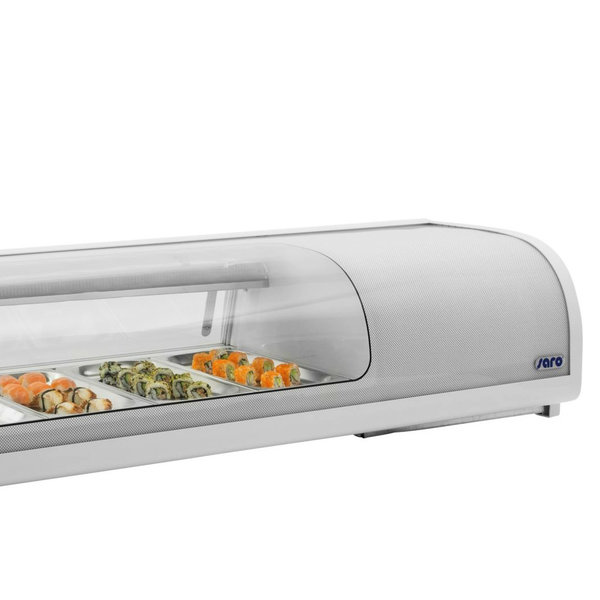 Sushivitrine | Wit | 62L | 0°C/+12°C | Statisch | 0.14kW | 6x 1/3 GN | Compressor Rechts | 1529x426x296(h)mm