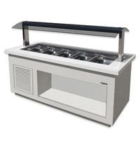 Saro Gekoeld Buffet | PREMIUM LINE | Wit | 0°C/+10°C | Statisch | 0.57kW | 3x 1/1 GN | Graniet Blad | Wielen (Geremd) | 1300x880x1350(h)mm