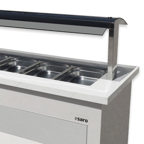 Gekoeld Buffet | PREMIUM LINE | Wit | 0°C/+10°C | Statisch | 0.57kW | 6x 1/1 GN | Graniet Blad | Wielen (Geremd) | 2300x880x1350(h)mm