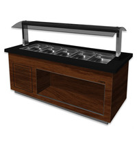 Saro Gekoeld Buffet | PREMIUM LINE | Houtlook | 0°C/+10°C | Statisch | 0.57kW | 6x 1/1 GN | Graniet Blad | Wielen (Geremd) | 2300x880x1350(h)mm 