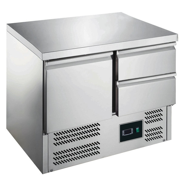 Koelwerkbank | 230L | 1 Deur + 2 Laden (1/1 GN) | +2°C/+8°C | Statisch + Ventilator | 903x700x876(h)mm
