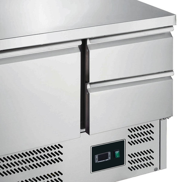 Koelwerkbank | 230L | 1 Deur + 2 Laden (1/1 GN) | +2°C/+8°C | Statisch + Ventilator | 903x700x876(h)mm
