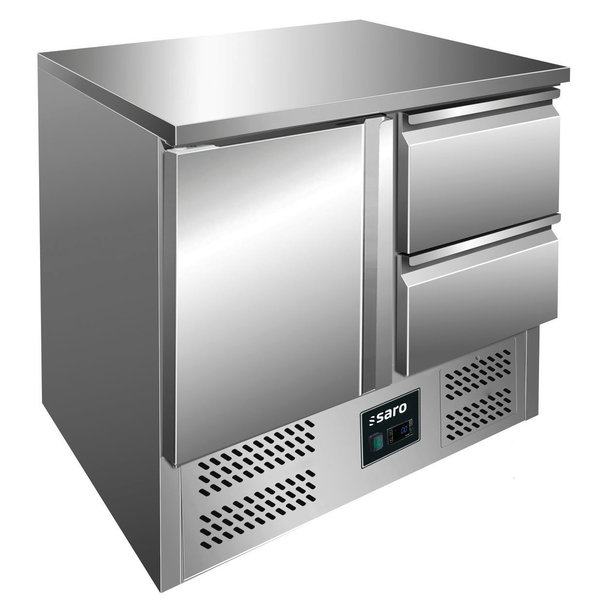Koelwerkbank | 240L | 1 Deur + 2 Laden (1/1 GN) | +2°C/+8°C | Statisch + Ventilator | 900x700x880(h)mm