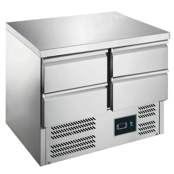 Koelwerkbank | 220L | 4 Laden (1/1 GN) | +2°C/+8°C | Statisch + Ventilator | 903x700x876(h)mm