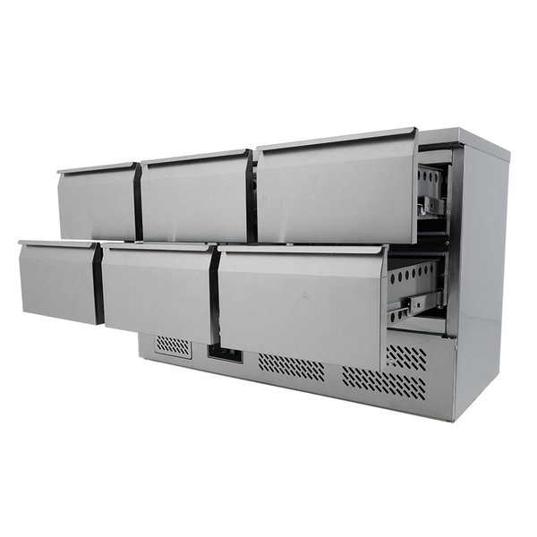 Koelwerkbank | 380L | 6 Laden (1/1 GN) | +2°C/+8°C | Geventileerd | 0.24kW | 1368x700x880(h)mm