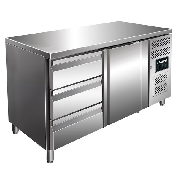 Koelwerkbank | 314L | 1 Deur + 3 Laden (1/1 GN) | -2°C/+8°C | Geforceerd | 0.3kW | 1360x700x890/950(h)mm