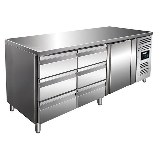 Koelwerkbank | 465L | 1 Deur + 6 Laden (1/1 GN) | -2°C/+8°C | Geforceerd | 0.3kW | 1795x700x890/950(h)mm
