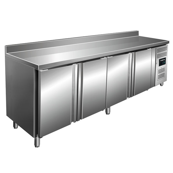 Koelwerkbank | 616L | 4 Deuren (1/1 GN) | -2°C/+8°C | Geforceerd | 0.35kW | Achteropstand | 2230x700x890/1050(h)mm