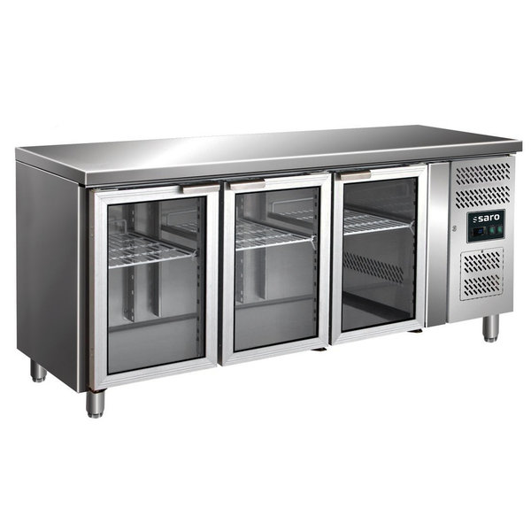 Koelwerkbank | 464L | 3 Glasdeuren (1/1 GN) | +2°C/+8°C | Geforceerd | 0.35kW | 1795x700x890/950(h)mm