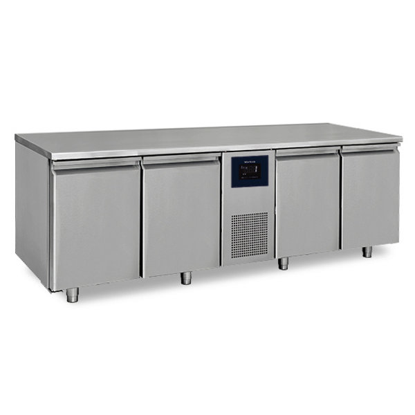 Koelwerkbank | 632L | 4 Deuren (1/1 GN) | -2°C/+8°C | Geventileerd | 0.56kW | Touchscreen + WiFi | 2270x700x850(h)mm