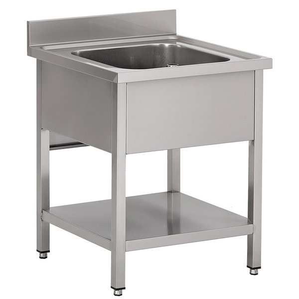 Spoeltafel | RVS | 1 Spoelbak | Bodemschap | Achteropstand | 600x700x850/950(h)mm