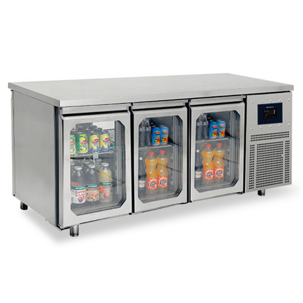 Doorgeef-Koelwerkbank | 474L | 2x 3 Glasdeuren (1/1 GN) | -2°C/+8°C | Geventileerd | 0.23kW | Touchscreen + WiFi | 1865x700x850(h)mm