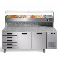 Afinox Pizzawerkbank | FRESH PIZZA | 580L | 2 Deuren + 5 Deegladen (EN600x400) | Boven 8x 1/3 GN | +2°C/+7°C | Geforceerd | 0.2kW | 1926x800x1400(h)mm