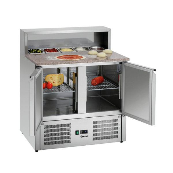 Pizzawerkbank | 260L | 2 Deuren (1/1 GN) | Boven 5x 1/6 GN | 0°C/+10°C | Geforceerd | 0.2kW | 900x700x1175(h)mm