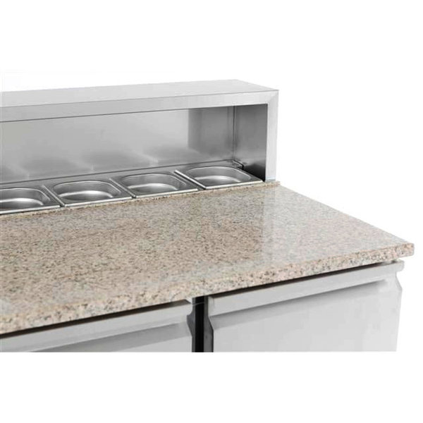 Pizzawerkbank | 230L | 2 Deuren (1/1 GN) | Boven 5x 1/6 GN | +2°C/+8°C | Statisch + Ventilator | 903x700x1090(h)mm