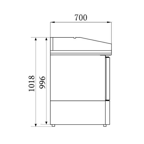 Pizzawerkbank | COMPACT LINE | 350L | 3 Deuren (1/1 GN) | +2°C/+8°C | Statisch + Ventilator | 1400x700x1020(h)mm