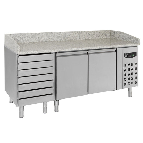 Pizzawerkbank | STANDARD LINE | 580L | 2 Deuren + 7 Deegladen (EN600x400) | +2°C/+8°C | Geforceerd | 2025x800x1000(h)mm