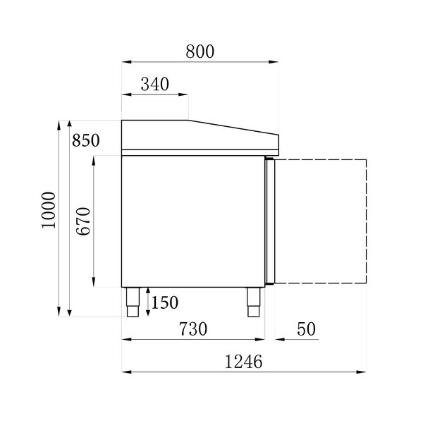 Pizzawerkbank | STANDARD LINE | 580L | 2 Deuren + 7 Deegladen (EN600x400) | +2°C/+8°C | Geforceerd | 2025x800x1000(h)mm