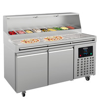 CombiSteel Pizzawerkbank | 460L | 2 Deuren (EN600x400) | Boven 9x 1/3 GN | -2°C/+8°C | Geforceerd | 0.3kW | Wielen (Geremd) | 1790x850x1300(h)mm