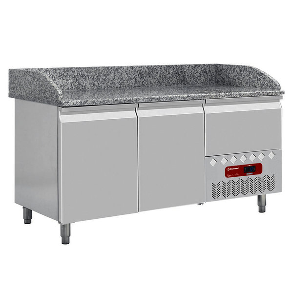Pizzawerkbank | 270L | 2 Deuren + 1 Lade (EN600x400) | -2°C/+8°C | Statisch/Geventileerd | 0.18kW | 1610x800x856/1100(h)mm