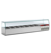 Diamond Opzetkoelvitrine | 6x 1/4 GN + 1x 1/9 GN | 0°C/+8°C | Statisch | 0.14kW | 1610x324x401(h)mm 