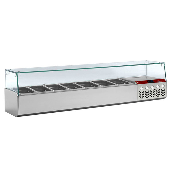 Opzetkoelvitrine | 6x 1/4 GN + 1x 1/9 GN | 0°C/+8°C | Statisch | 0.14kW | 1610x324x401(h)mm