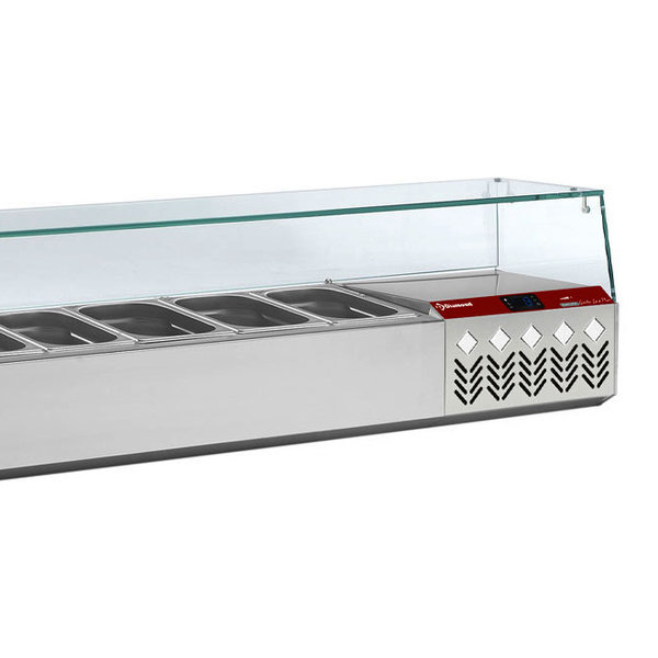 Opzetkoelvitrine | 6x 1/4 GN + 1x 1/9 GN | 0°C/+8°C | Statisch | 0.14kW | 1610x324x401(h)mm