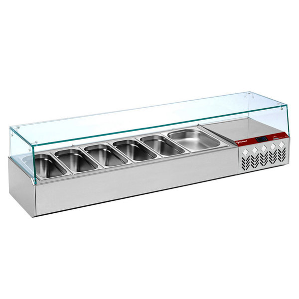 Opzetkoelvitrine | 6x 1/3 GN | 0°C/+8°C | Statisch | 0.14kW | 1610x384x401(h)mm