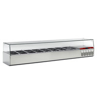 Diamond Opzetkoelvitrine | 8x 1/3 GN + 1x 1/9 GN | 0°C/+8°C | Statisch | 0.14kW | 2020x384x401(h)mm 
