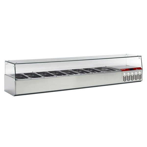 Opzetkoelvitrine | 8x 1/3 GN + 1x 1/9 GN | 0°C/+8°C | Statisch | 0.14kW | 2020x384x401(h)mm