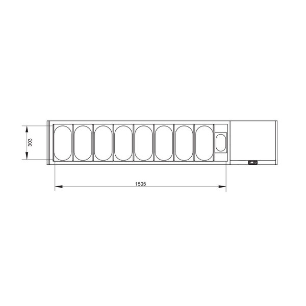 Opzetkoelvitrine | 8x 1/3 GN + 1x 1/9 GN | 0°C/+8°C | Statisch | 0.14kW | 2020x384x401(h)mm