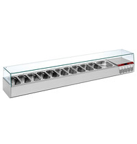 Diamond Opzetkoelvitrine | 11x 1/3 GN + 1x 1/9 GN | 0°C/+8°C | Statisch | 0.19kW | 2560x384x401(h)mm 