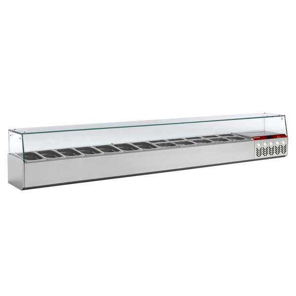 Opzetkoelvitrine | 12x 1/4 GN + 1x 1/9 GN | 0°C/+8°C | Statisch | 0.19kW | 2560x324x401(h)mm