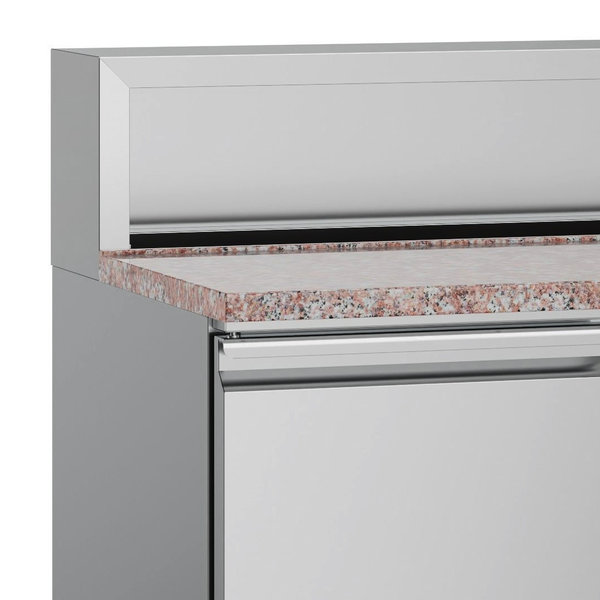 Pizzawerkbank | 240L | 2 Deuren (1/1 GN) | Boven 5x 1/6 GN | +2°C/+8°C | Statisch + Ventilator | 900x700x1075(h)mm