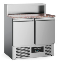 Ecofrost Pizzawerkbank | 240L | 2 Deuren (1/1 GN) | Boven 5x 1/6 GN | +2°C/+8°C | Statisch + Ventilator | 900x700x1075(h)mm 