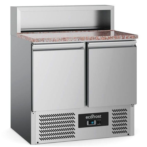 Pizzawerkbank | 240L | 2 Deuren (1/1 GN) | Boven 5x 1/6 GN | +2°C/+8°C | Statisch + Ventilator | 900x700x1075(h)mm