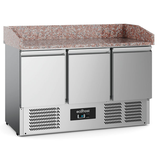 Pizzawerkbank | 350L | 3 Deuren (1/1 GN) | +2°C/+8°C | Statisch + Ventilator | 1400x700x1020(h)mm