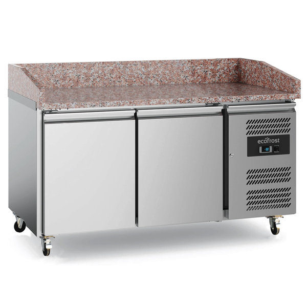 Pizzawerkbank | 390L | 2 Deuren (EN600x400) | +2°C/+8°C | Geforceerd | Wielen (Geremd) | 1515x800x1000(h)mm