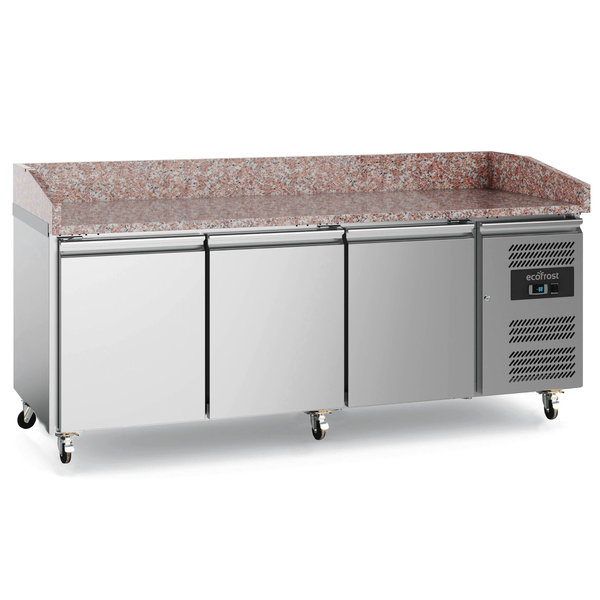 Pizzawerkbank | 580L | 3 Deuren (EN600x400) | +2°C/+8°C | Geforceerd | Wielen (Geremd) | 2020x800x1000(h)mm