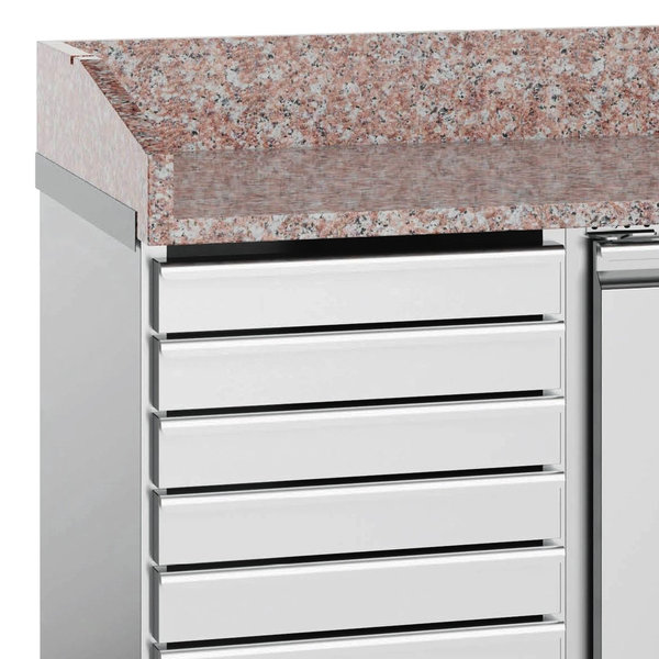 Pizzawerkbank | 580L | 2 Deuren + 7 Deegladen (EN600x400) | +2°C/+8°C | Geforceerd | Wielen (Geremd) | 2025x800x1000(h)mm