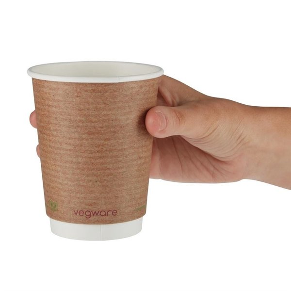 Koffiebekers | Dubbelwandig | Composteerbaar PLA/Papier | 340ml | 500 Stuks | Ø89x110mm