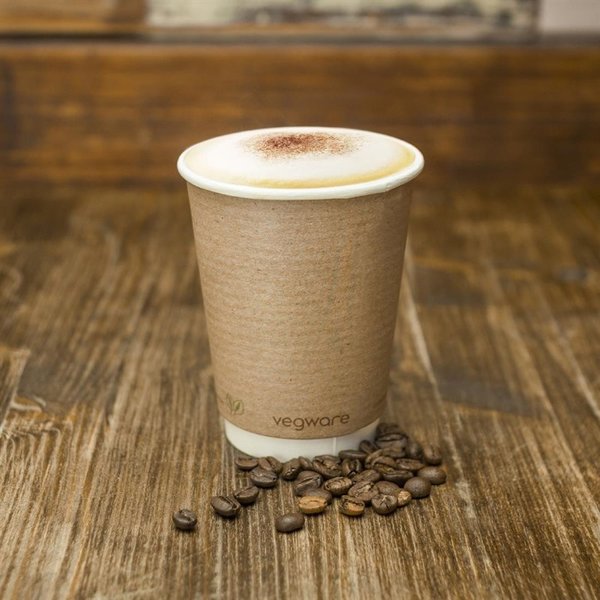Koffiebekers | Dubbelwandig | Composteerbaar PLA/Papier | 340ml | 500 Stuks | Ø89x110mm